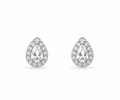 Silver Celeste Teardrop Halo Crystal Stud Earrings