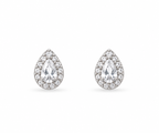 Silver Celeste Teardrop Halo Crystal Stud Earrings
