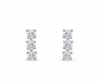 Silver Elara Vertical Crystal Stud Earrings