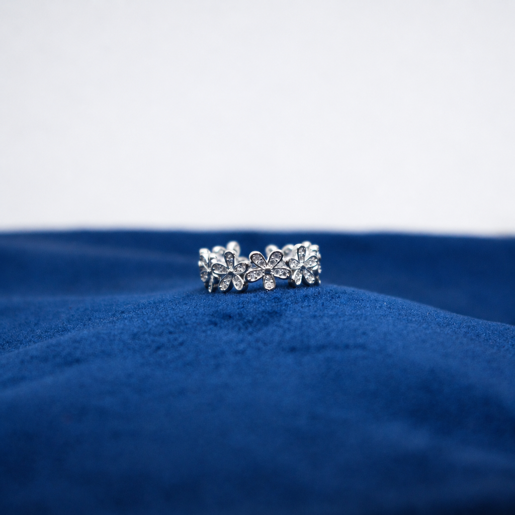 Silver Blossom Filigree Toe Ring
