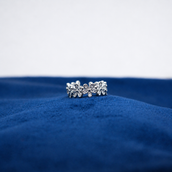 Silver Blossom Filigree Toe Ring