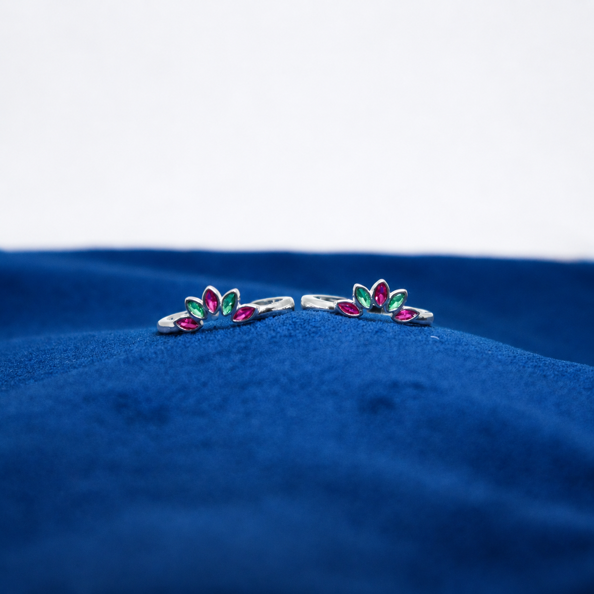 Silver Pink & Green Bloom Toe Ring