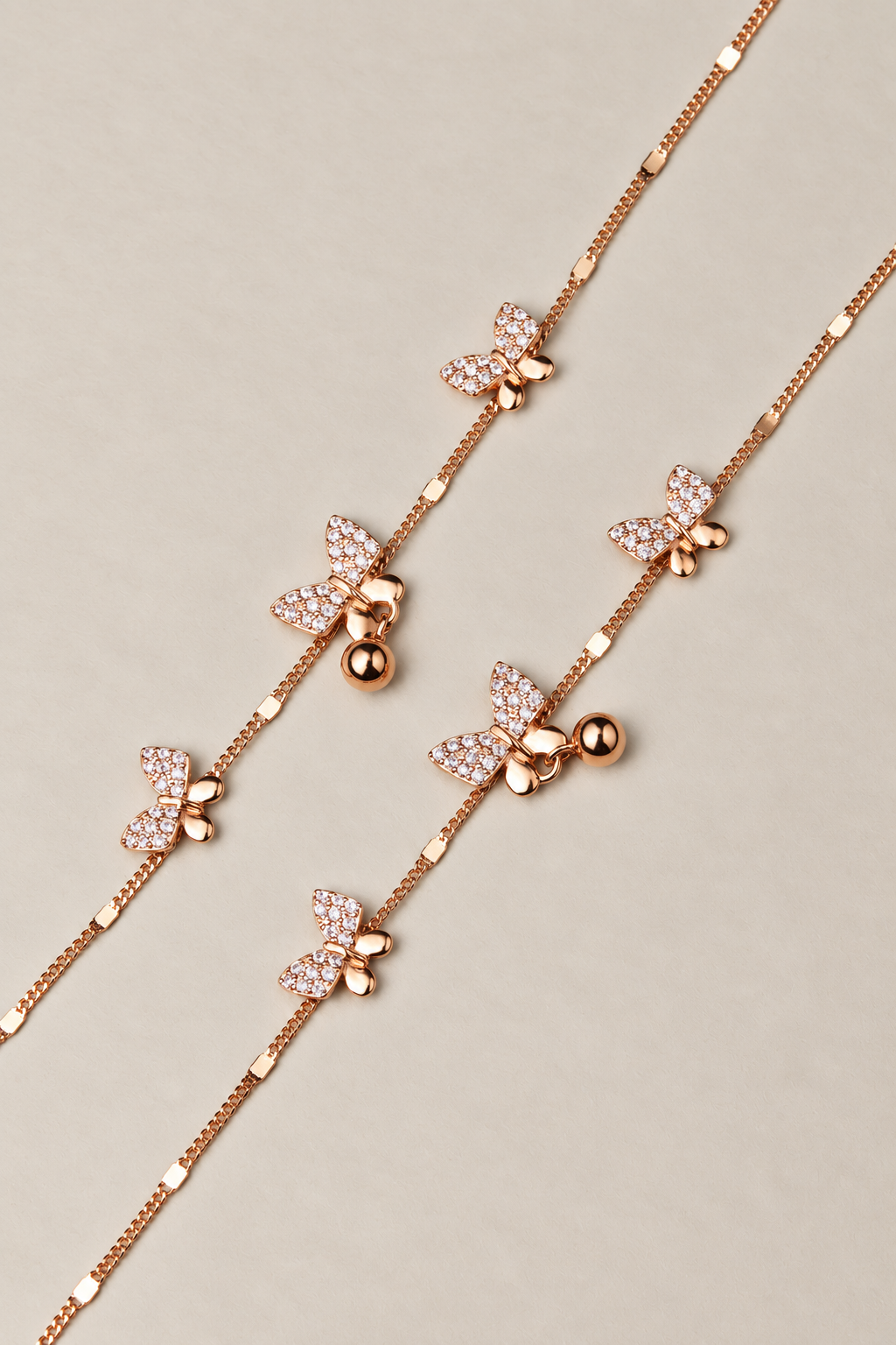 Rose Gold Celeste Butterfly Charm Anklet