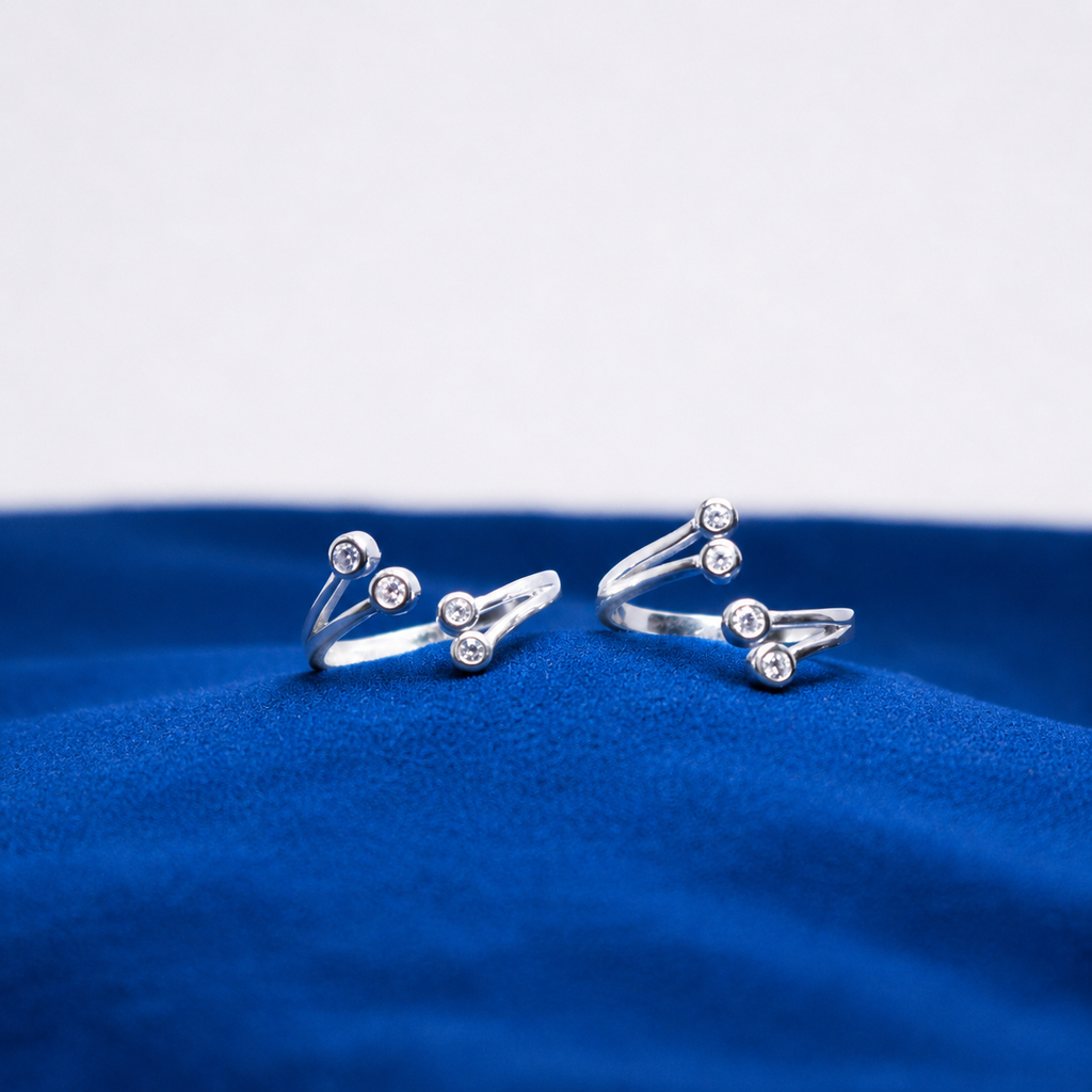 Silver Crystal Cascade Toe Ring
