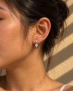 Silver Elara Double Crystal Floral Stud Earrings