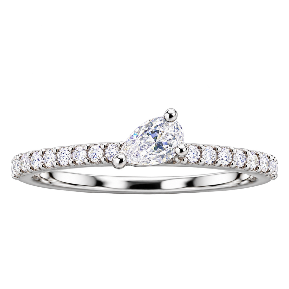 Silver Bow Crystal Grace Ring