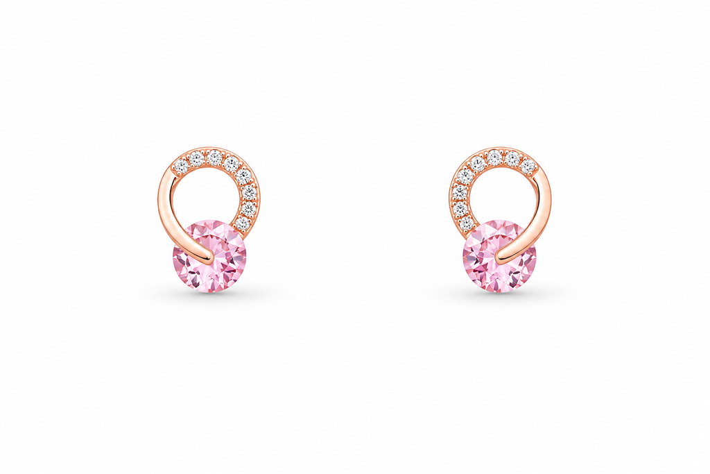 Rosé Oval Gemstone Studs