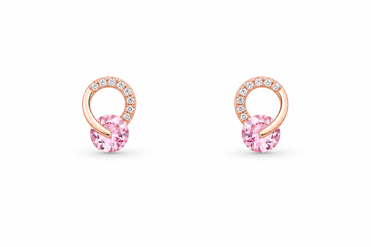 Rosé Oval Gemstone Studs
