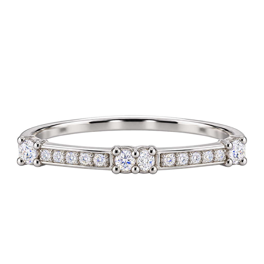 Silver Crystal Double Row Ring