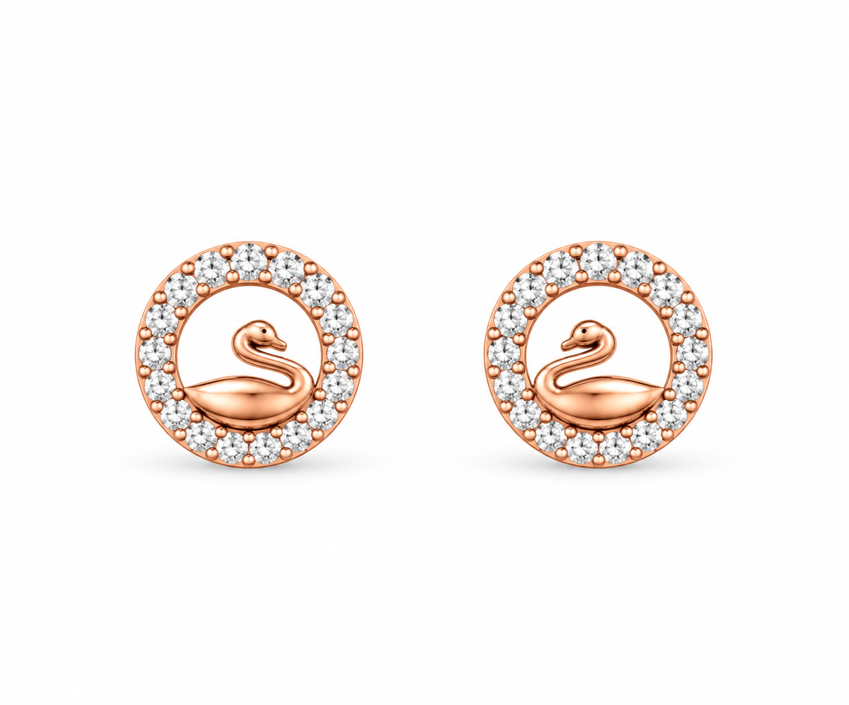 Rose Gold Celeste Open Circle Crystal Stud Earrings