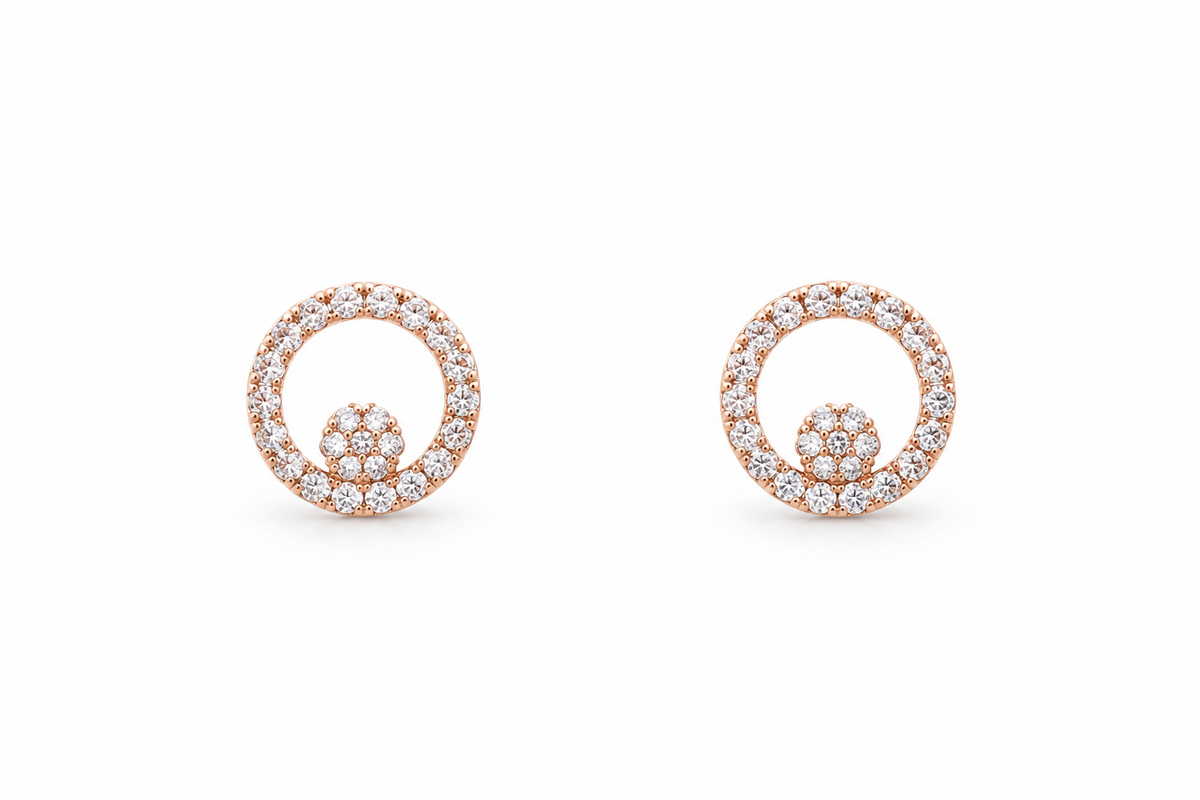 Rosé Circle Bloom Studs