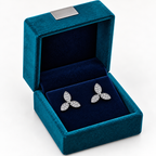 Silver Fiora Three-Petal Crystal Stud Earrings