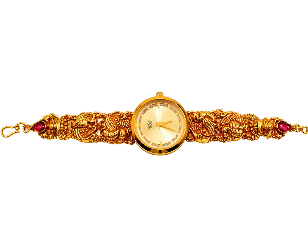 Raga Titan Rajvani Ornate Bracelet Watch – Gold Tone