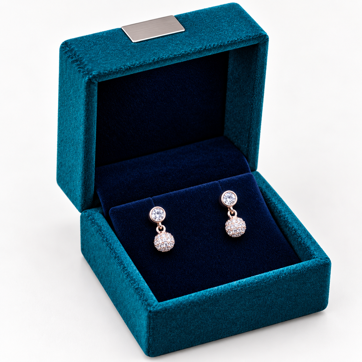 Rose Gold Elara Crystal Cluster Drop Earrings