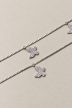 Silver Fiora Butterfly Crystal Anklet