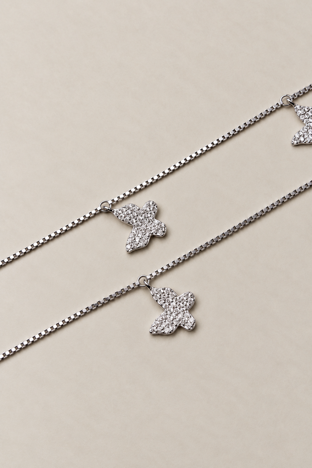 Silver Fiora Butterfly Crystal Anklet