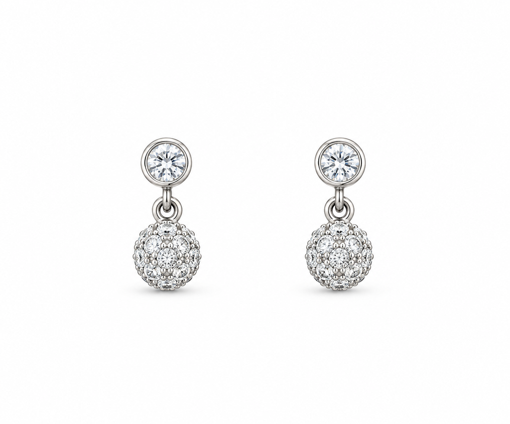 Silver Elara Crystal Cluster Drop Earrings