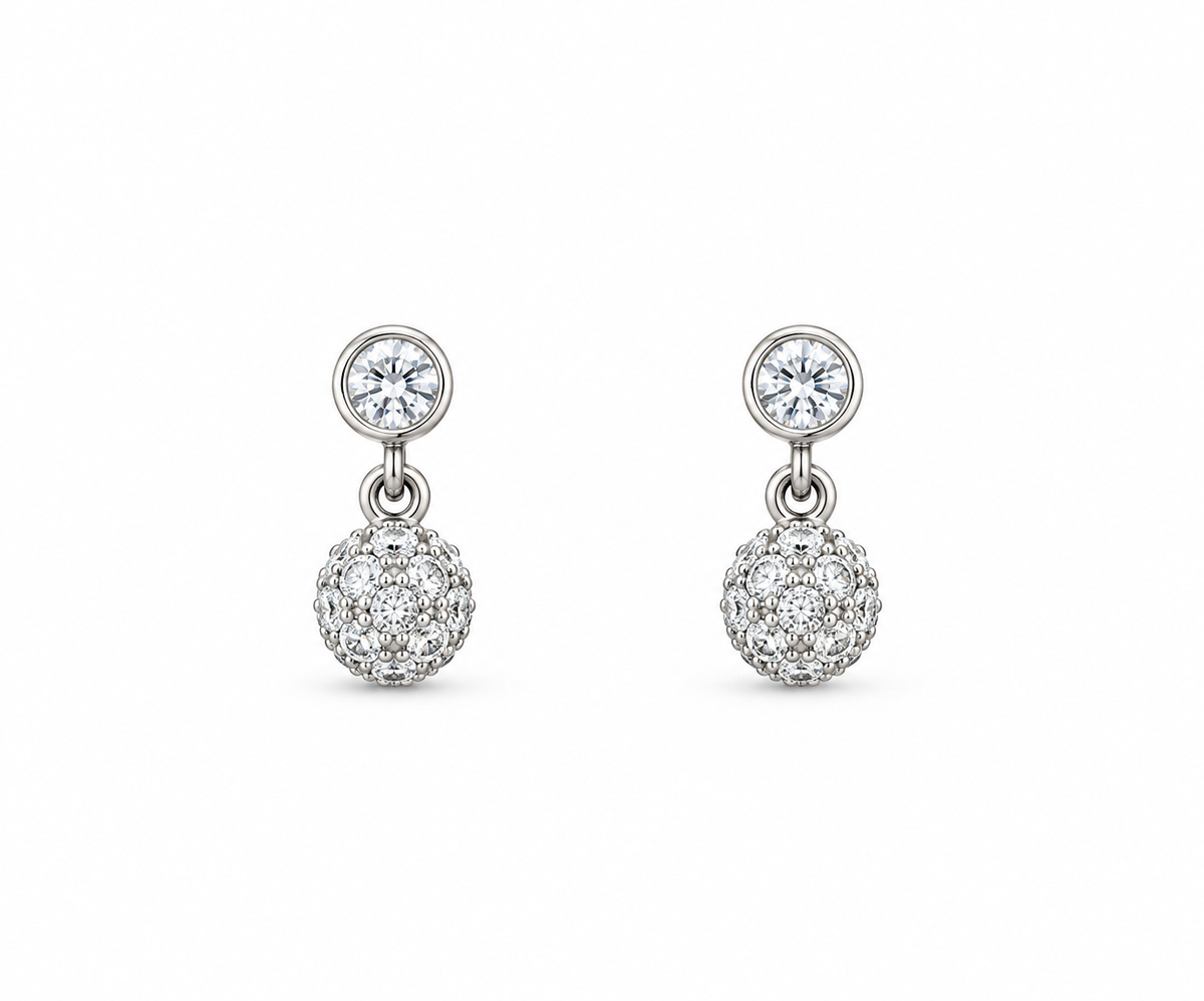 Silver Elara Crystal Cluster Drop Earrings