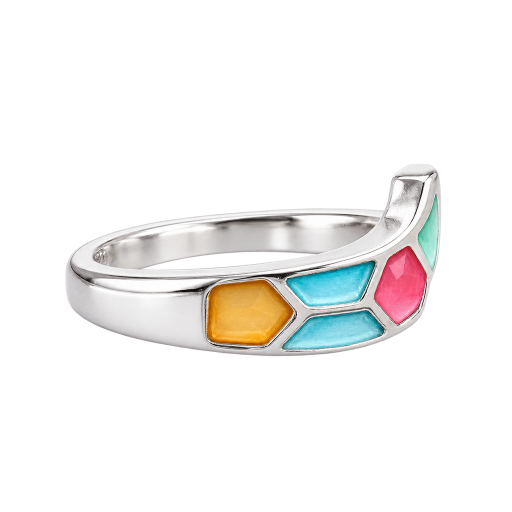 Silver Blush Geometric Ring