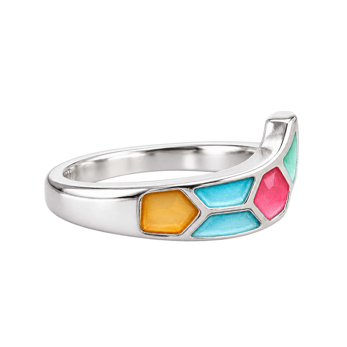 Silver Blush Geometric Ring