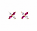 Rose Gold Fiora Pink Marquise Floral Stud Earrings