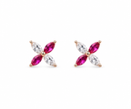 Rose Gold Fiora Pink Marquise Floral Stud Earrings