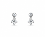 Silver Elara Double Crystal Floral Stud Earrings