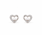 Silver Celeste Heart Pearl Stud Earrings