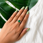 Silver Emerald Crystal Grace Ring