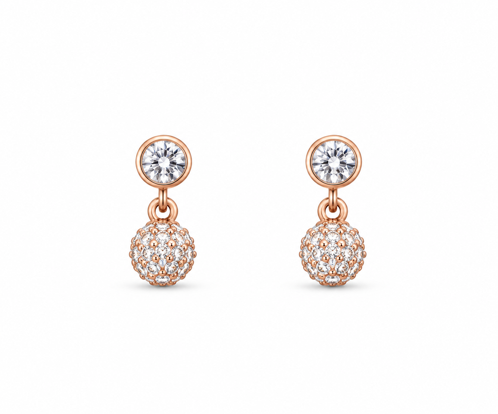 Rose Gold Elara Crystal Cluster Drop Earrings