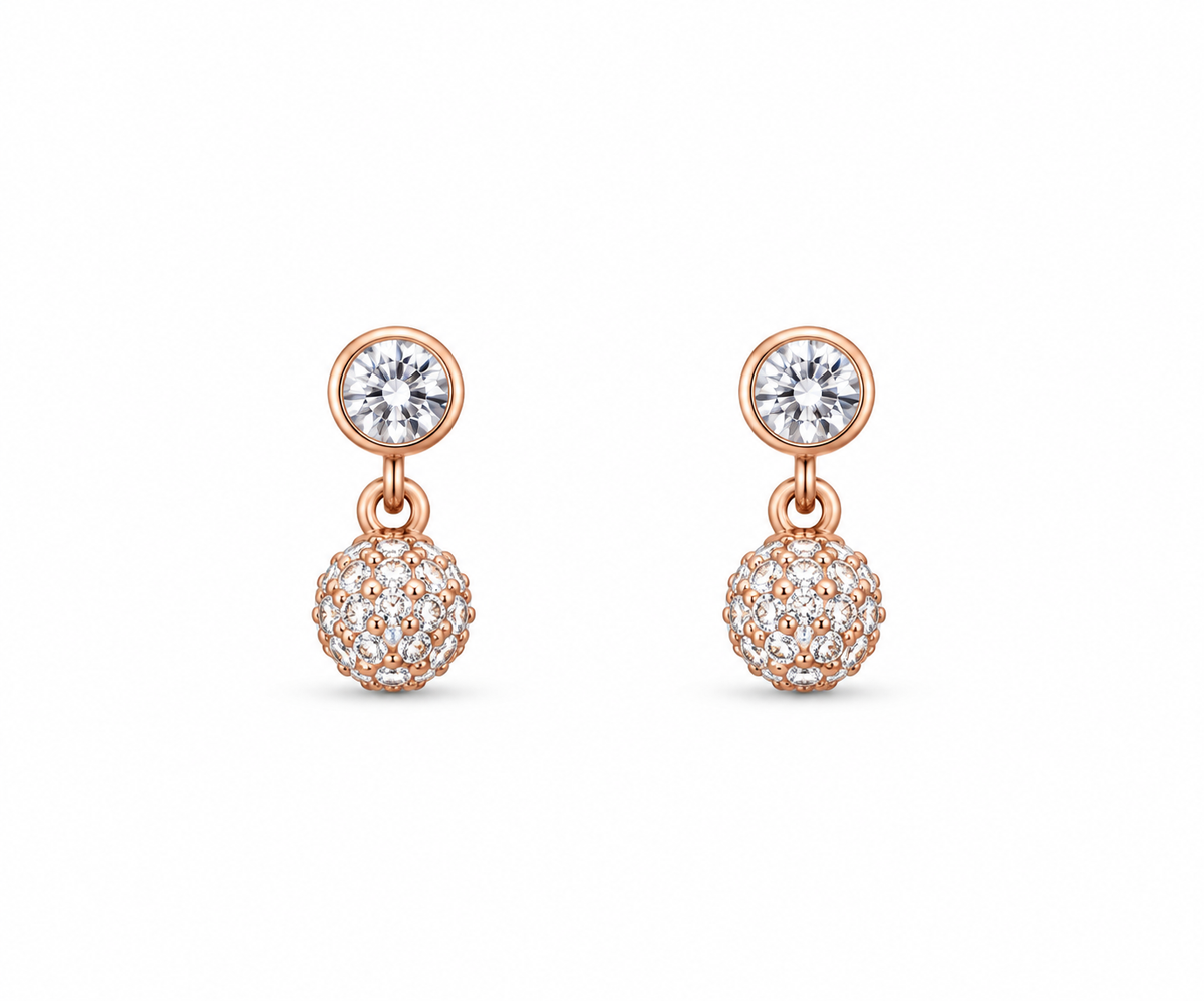 Rose Gold Elara Crystal Cluster Drop Earrings