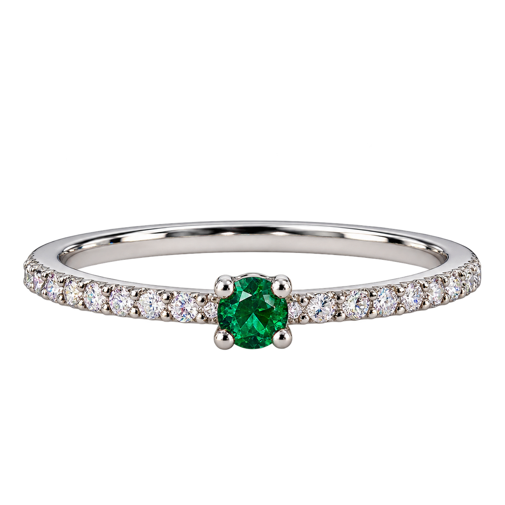 Silver Emerald Élan Ring