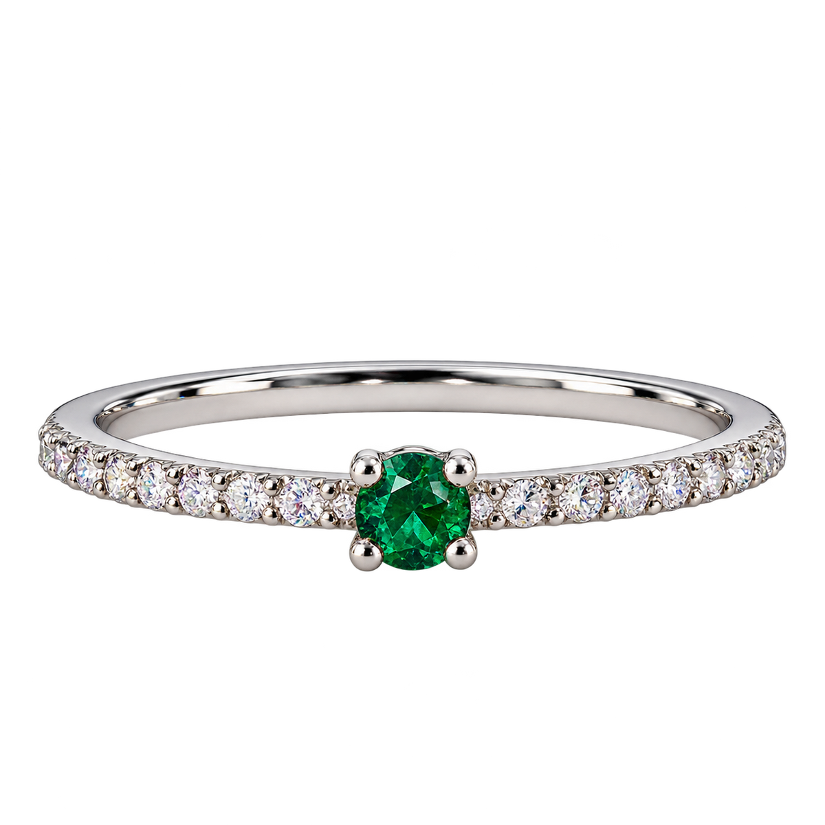 Silver Emerald Élan Ring