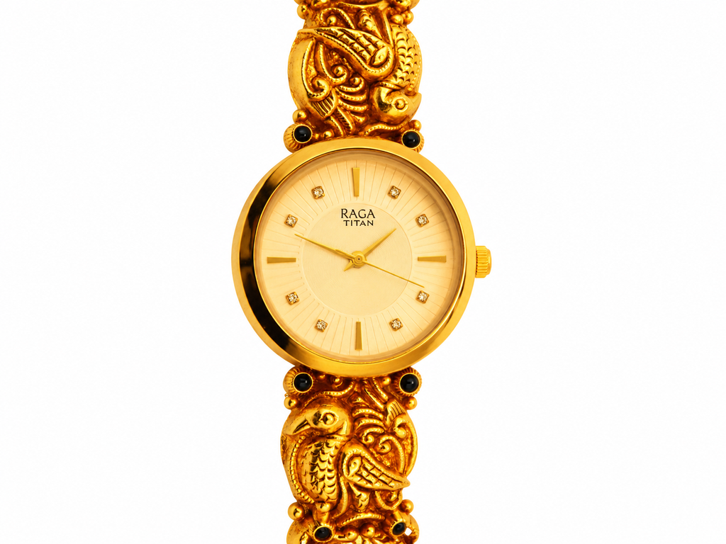 Raga Titan Regalia Peacock Heritage Gold-Tone Watch