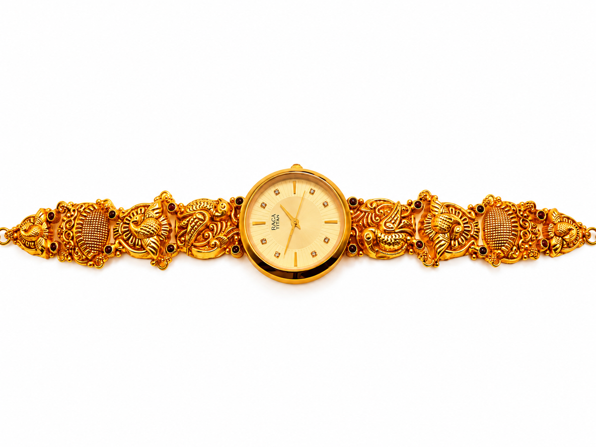 Raga Titan Regalia Peacock Heritage Gold-Tone Watch