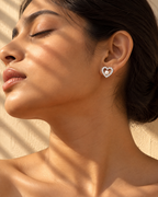 Silver Celeste Heart Pearl Stud Earrings