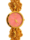 Raga Titan Royal Peacock Gold-Tone Bracelet Watch – Pink Dial
