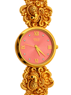 Raga Titan Royal Peacock Gold-Tone Bracelet Watch – Pink Dial