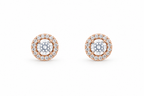 Rose Gold Halo Solitaire Earrings