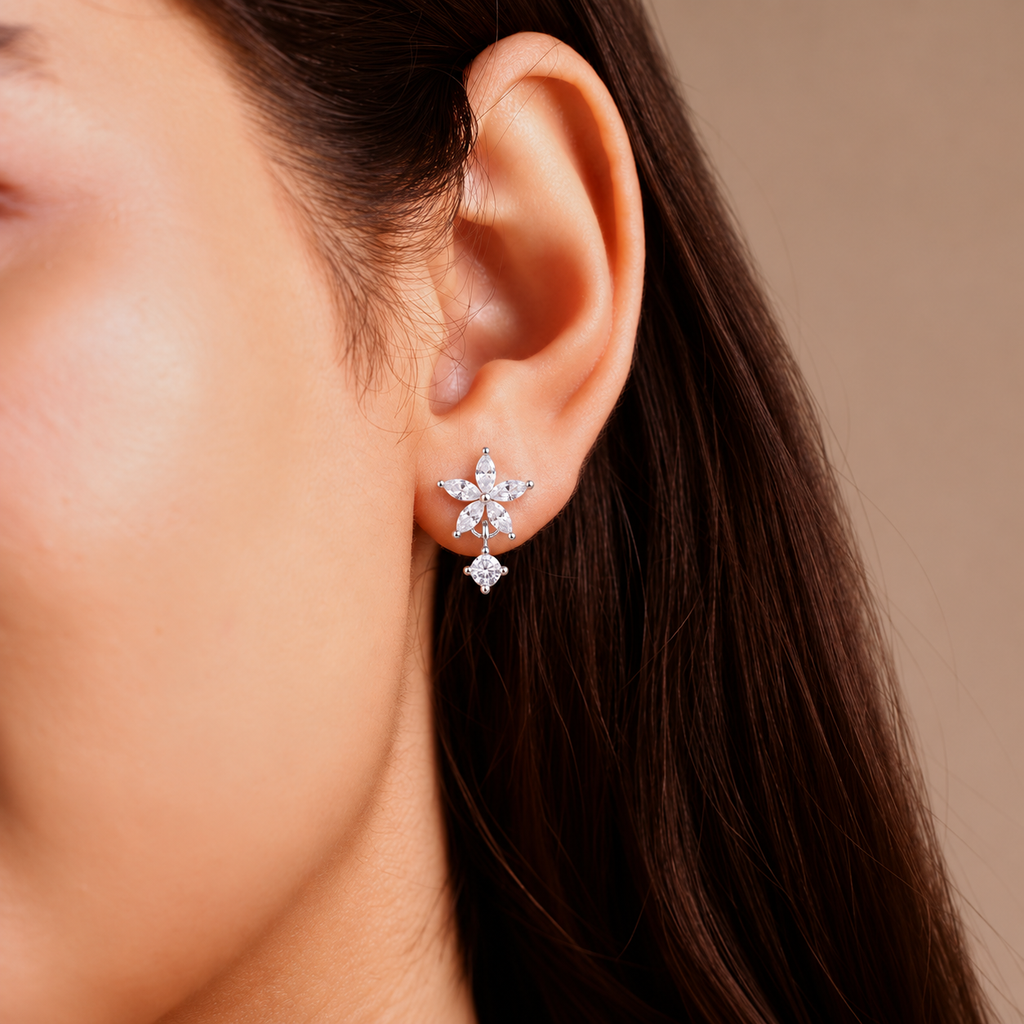 Silver Petal Grace Studs