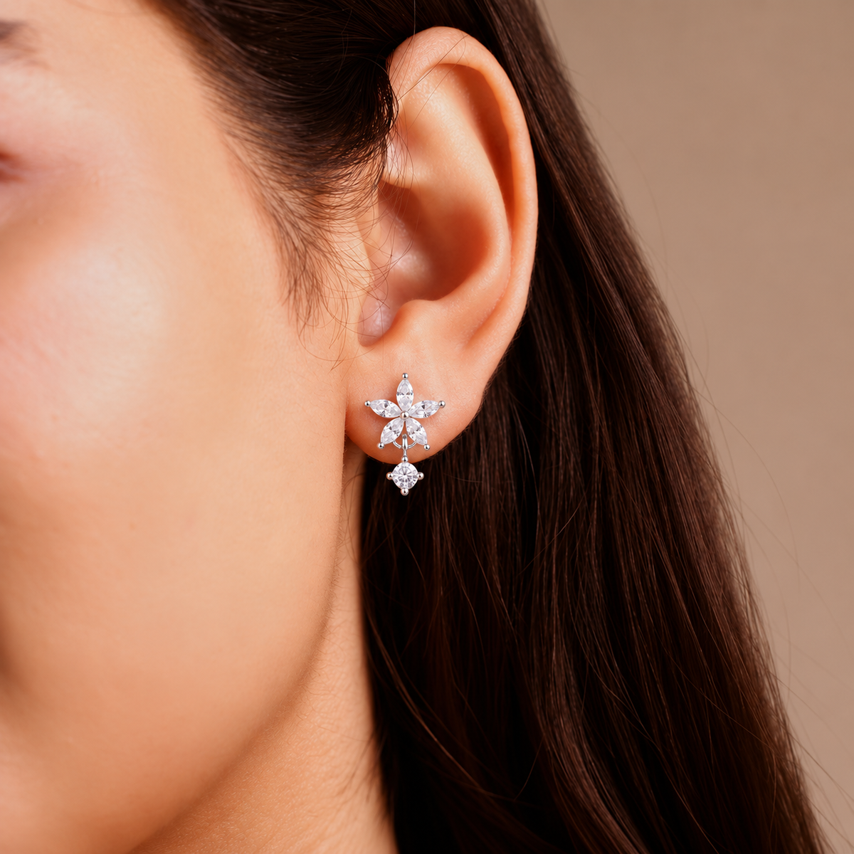 Silver Petal Grace Studs