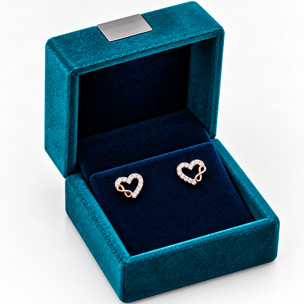 Rose Gold Celeste Open Heart Crystal Stud Earrings