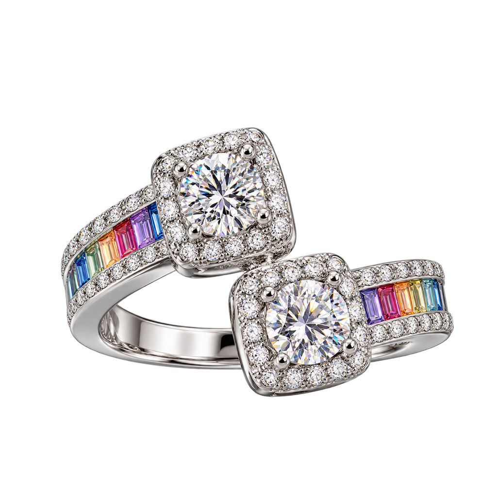 Silver Twin Radiance Statement Ring