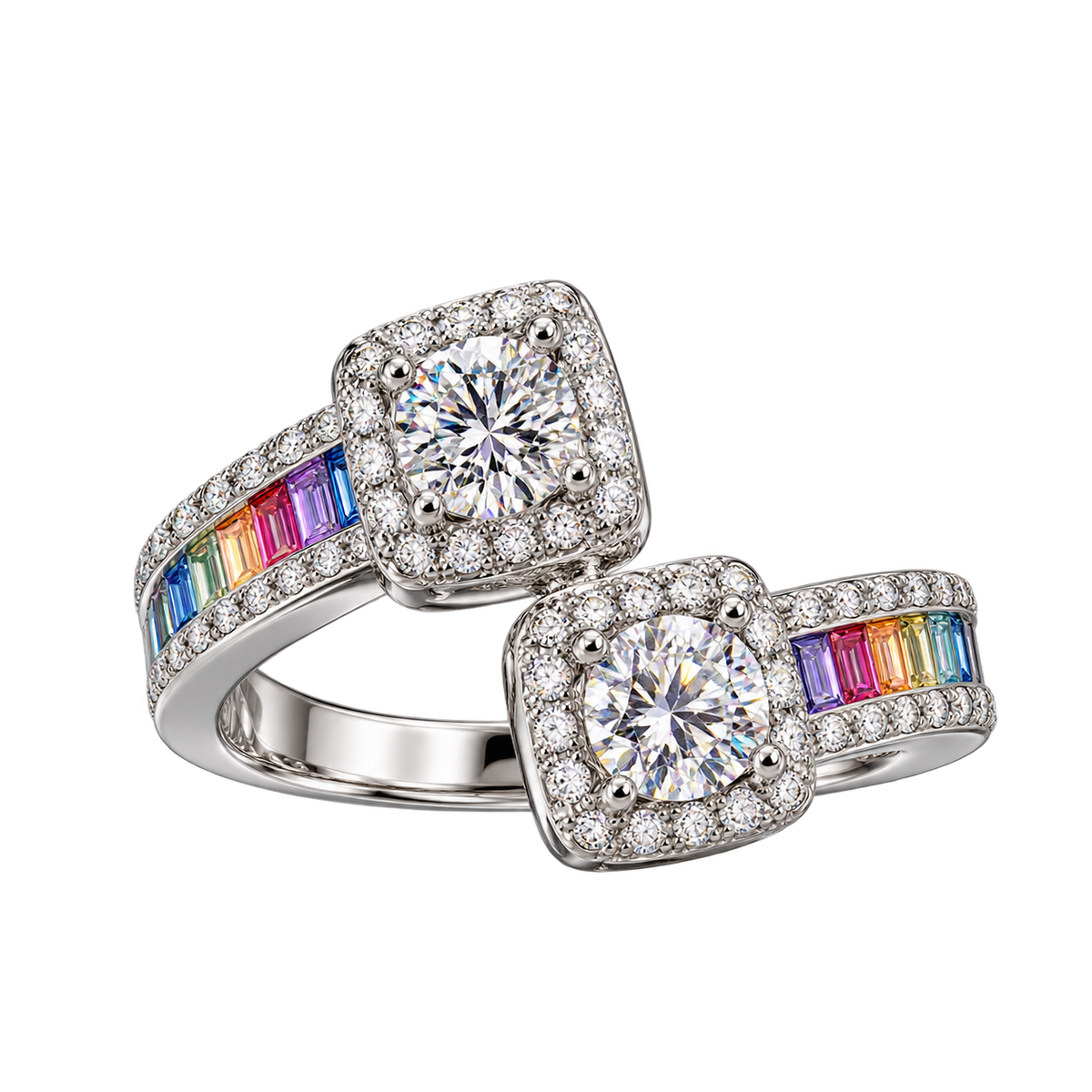 Silver Twin Radiance Statement Ring