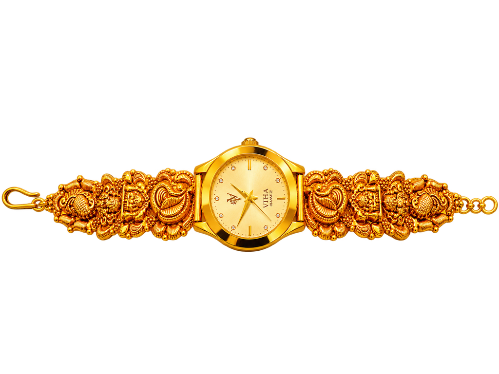 Viha Quartz Virasat Ornate Gold-Tone Heritage Watch