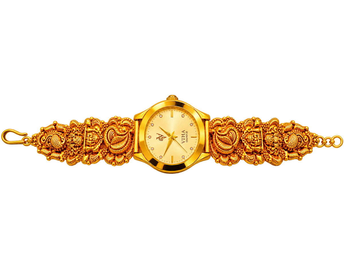 Viha Quartz Virasat Ornate Gold-Tone Heritage Watch