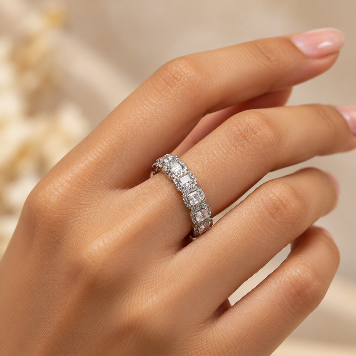 Silver Crystal Régence Ring