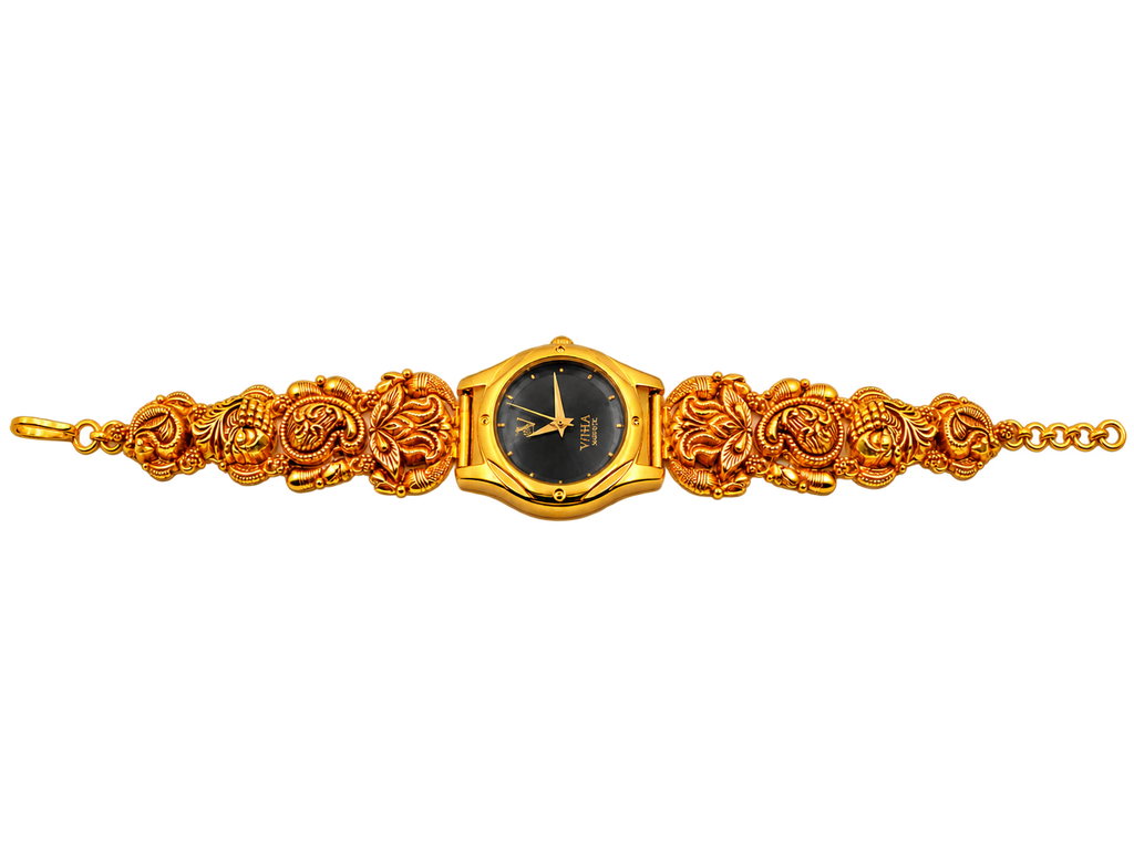 Viha Heritage Floral Gold-Tone Bracelet Watch