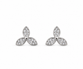 Silver Fiora Three-Petal Crystal Stud Earrings