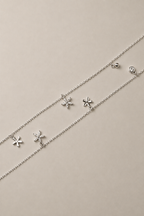 Silver Fiora Charm Cascade Anklet